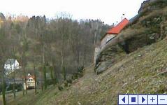 Hrad a z�mek Be�ov nad Teplou, Severn� pr��el� hradn�ch budov s p�ilehl�m parkem a ���kou Tepl�.