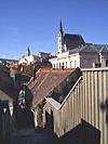 M�sto �esk� Krumlov, Ple�iveck� schody, v pozad� kostel sv. V�ta